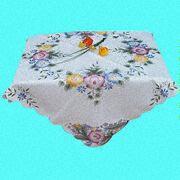 SP.30 100% Polyester Printed Tablecloth with Cut Work and Colorful Des