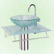6501-3 Round Wash Basin Set Made of Colored Glass
