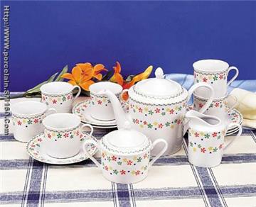 colorful tea set