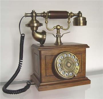 wooden push button telephone
