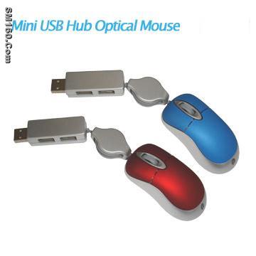 Mini USB HUB Optical Mouse