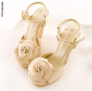 Romantic retro camellia wedge sandals 