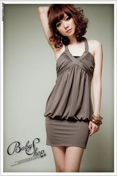 wholesale Korean fashion brown cheap dress