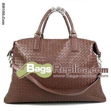 Bottega Veneta Nappa Leather Woven Top Handle Bag Vermeil Coffee 3012