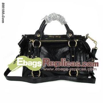 Replica Miu Miu Handbag and Coffer Bags Miu Miu Leather Bow-Trim Satch