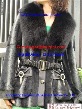 Retail wholesales rabbit fur garment+fox fur collar s-06