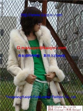 biocolor rabbit fur stitching together coat+fox fur top s-39