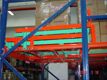 Push back pallet racking
