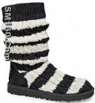 Womens Classic Tall Stripe Cable Knit black and cream