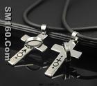 Couple titanium steel cross necklace