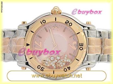 Happy Sport Lady's Chronograph Automatic Gold Bezel with Pink Dial Wat
