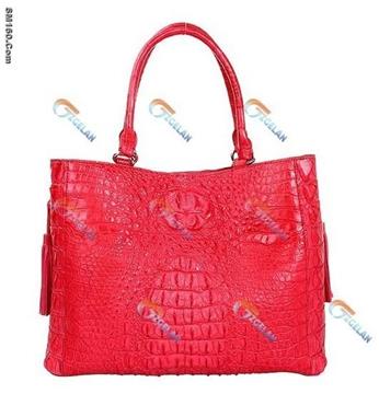 OEM Crocodile Leather Tote Bag Peach Red B92051KP