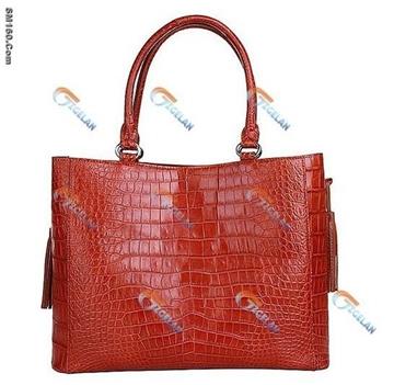 OEM Crocodile Leather Tote Bag Orange Red B92051KP