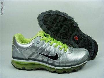 NK airmax 2009 men's shoes silver and green--FREESHIPPING