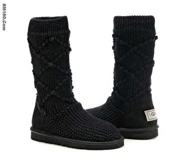 Fashionable ugg black classic argyle knit boots 5879