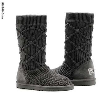 Fashionable ugg charcoal classic argyle knit boots 5879
