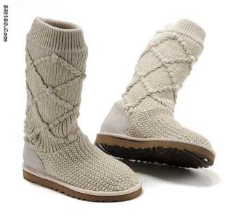 Fashionable ugg cream classic argyle knit boots 5879