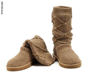 Fashionable ugg tawny brown classic argyle knit boots 5879