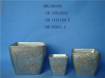 christmas ceramic silver flower pot