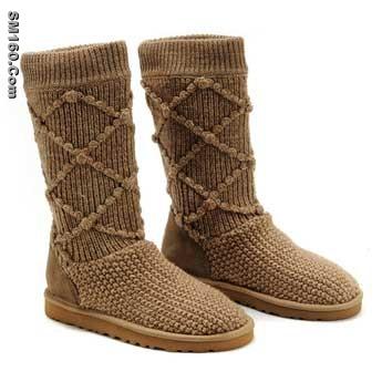 ugg tawny brown classic argyle knit boots 5879