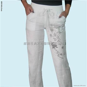 Stylistic, linen, loose, long trousers