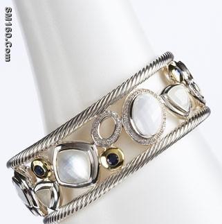 David Yurman White Oval Mosaic Cuff