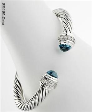 David Yurman 7mm Blue Topaz Silver Ice Bracelet