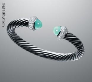 David Yurman Aqua Chalcedony Carved Cable Bracelet