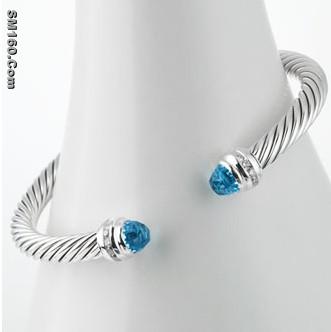 David Yurman 5mm Blue Topaz Silver Ice Bracelet
