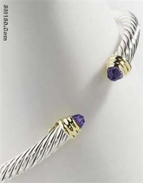 Color Classic Amethyst Cable Bracelet 5mm,sterling silver jewelry