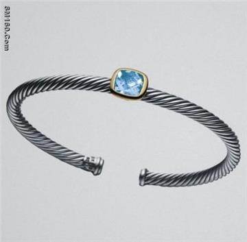 sterling silver jewelry,4mm Blue Topaz Noblesse Bangle