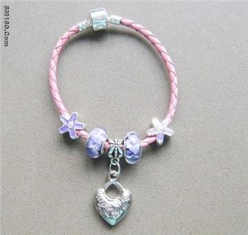 Leather cord bracelet with charm