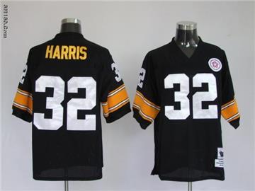 Pittsburgh Steelers 32 Franco Harris Black White Number Jerseys