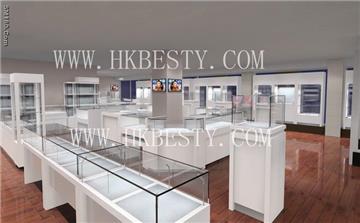 White jewelry store design and jewelry showroom design