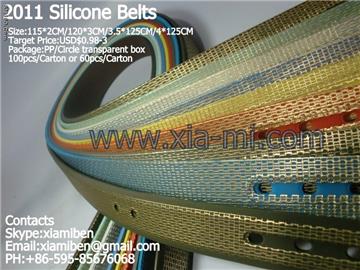 2011 fashion popular colorful silicone rubber plastic pu pvc belts