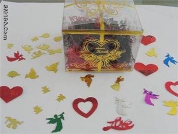 Happy Valenties' day table confetti and sequins