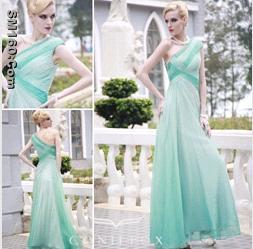 high quality green natural one shoulder glamorous evening wears 80889