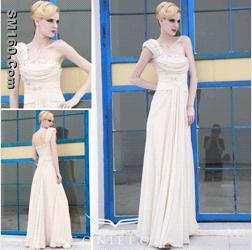 2011 new satin beading one shoulder pleated cocktail gowns 80659