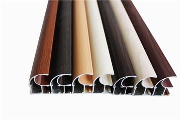 European wardrobe sliding door walnut vertical frame handle profile