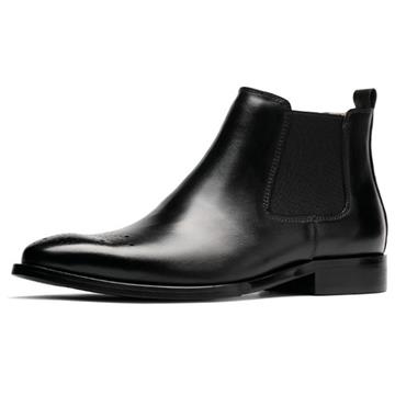 Handmade height increasing elevator shoes genuine leather Chelsea ankle boots