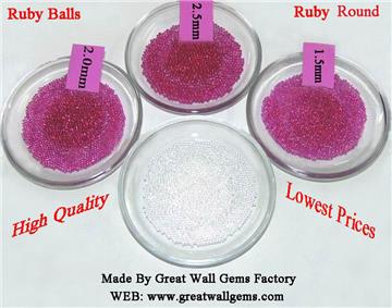 red corundum (ruby) and white corundum, cubic zirconia (CZ) round