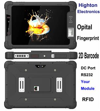HiDON 8 inch Android Octa-core multifunctional tablet pc wirh optional NFC 2D barcode scanner and FBI fingerprint scanner