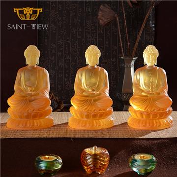 Crystal Standing Meditation Monk Mini Figurines Statue Pocket Buddha