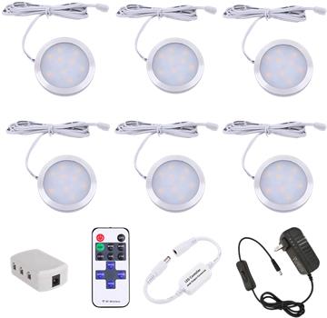 LED Under Cabinet Puck Ceiling Down Lighting Fixture Kitchen Closet Counter Wardrobe Plug in and Wireless RF Remote Control Thin